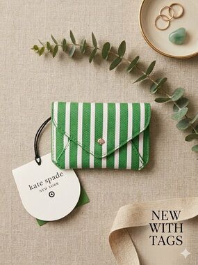 kate spade x Target  Green & White Striped Envelope Card Case - Mini Clutch NWT